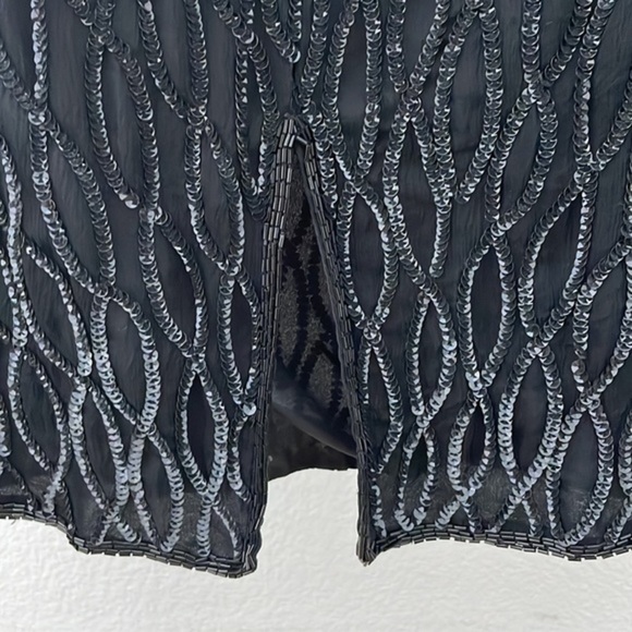 Vintage Lawrence Kazar New York 100% Silk Sequins & Beaded Cocktail Dress 0044 - Picture 9 of 10